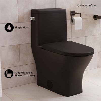 Sublime II One-Piece 12" Rough-in 1.28 GPF Left Flush Round Compact Toilet in Matte Black