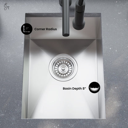 Tourner 14 x 18 Stainless Steel, Single Basin, Undermount Kitchen Sink