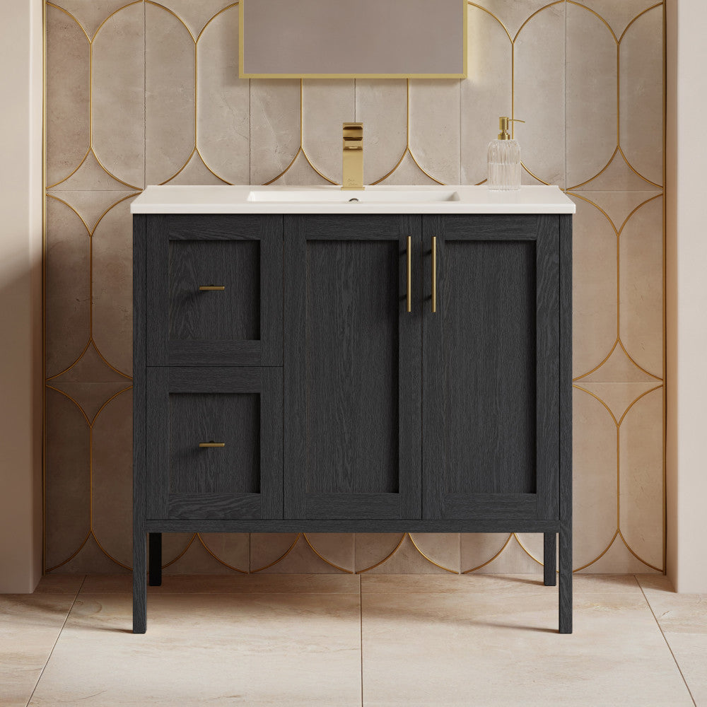 Forme 36" Modular Freestanding Bathroom Vanity with Sink Top in Black Oak