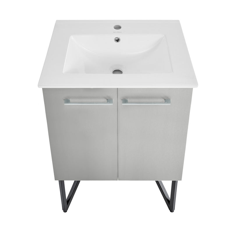 Annecy 24" Freestanding Bathroom Vanity in Gray with Sink Top