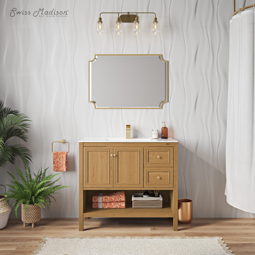Chateau 36" Freestanding Bathroom Vanity in Golden Oak with Sink Top