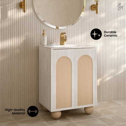 Porte 24" Freestanding Bathroom Vanity in White Oak with Sink Top