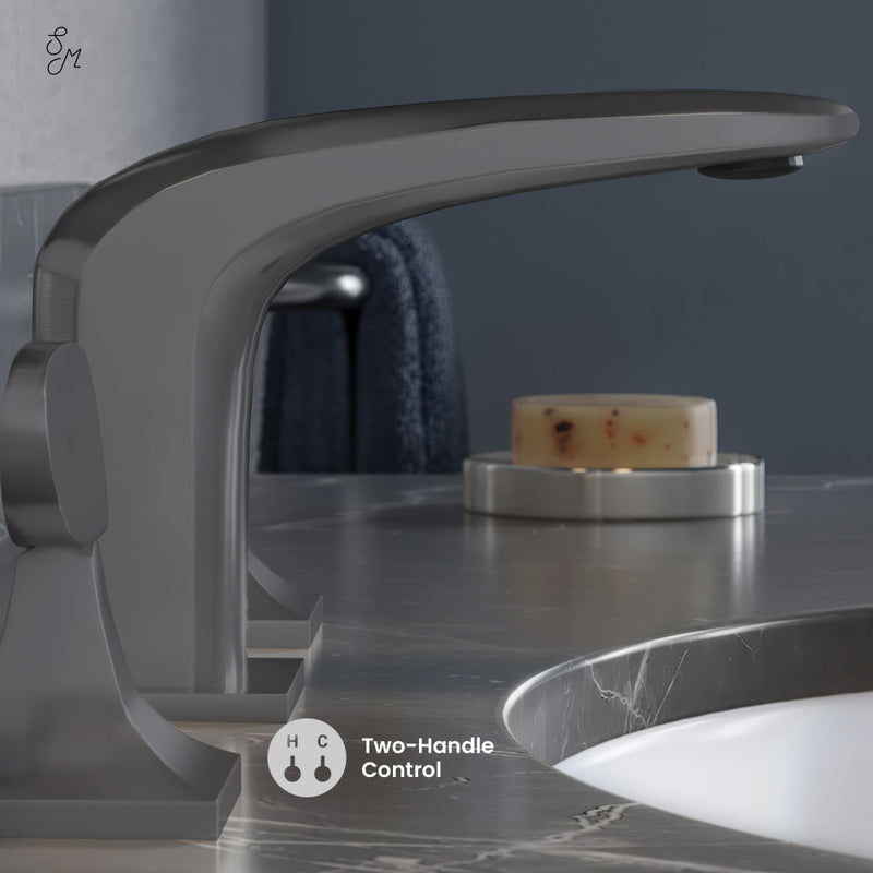 Chateau 8 in. Widespread, 2-Handle, Bathroom Faucet in Gunmetal Gray