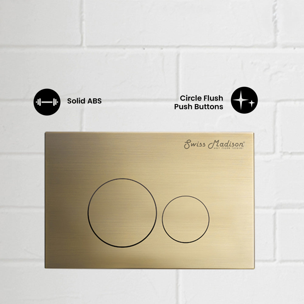 Monaco Wall Mount Actuator Flush Push Button Plate in Brushed Brass