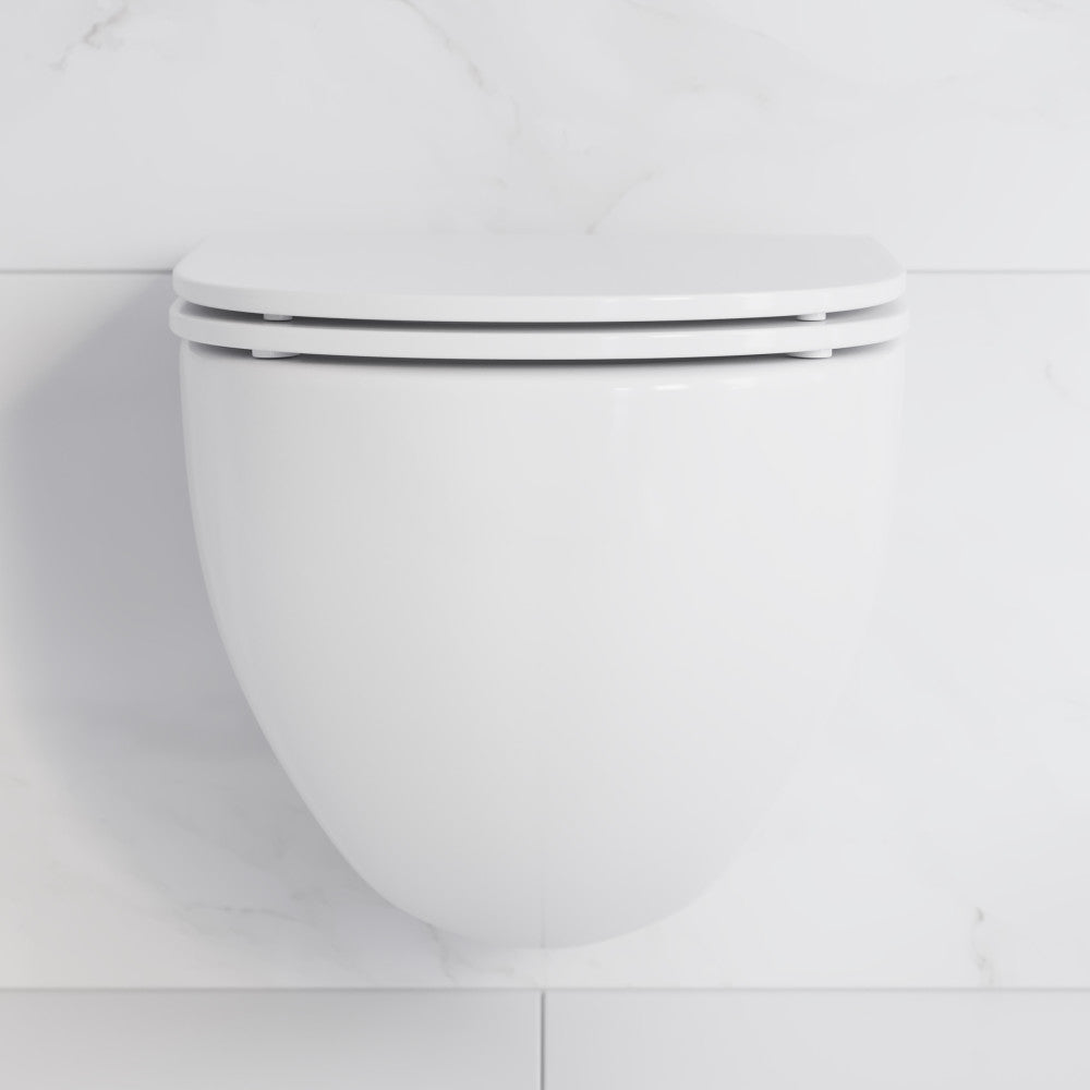 St. Tropez Wall-Hung Toilet Bundle 0.8/1.6 GPF Dual Flush in Glossy White with Flush Plate