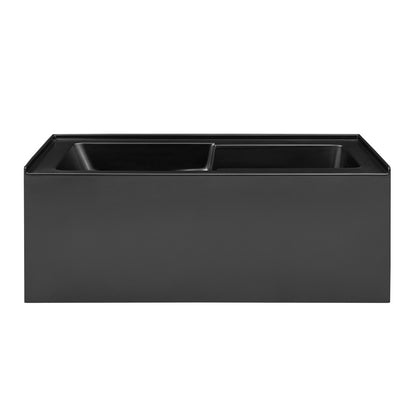 Voltaire 60 x 30 Skirted Right Drain Soaking Apron Bathtub in Matte Black with Integrated Overflow and Armrest, Drain Included