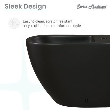 Floor-mount bidet in matte black with sleek, scratch-resistant acrylic and classic design.