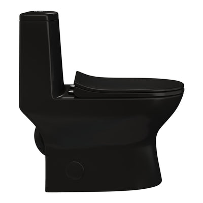 Ivy One Piece Toilet Dual Vortex Flush in Glossy Black 1.1/1.6 gpf