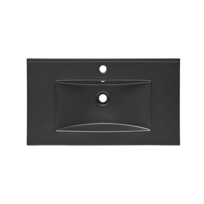 30" Vanity Top Bathroom Sink in Matte Black