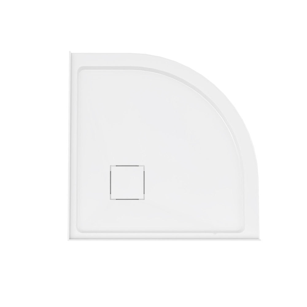 Marquette 36" x 36" Round Corner Double-Threshold Shower Pan Base with Center Drain in Glossy White