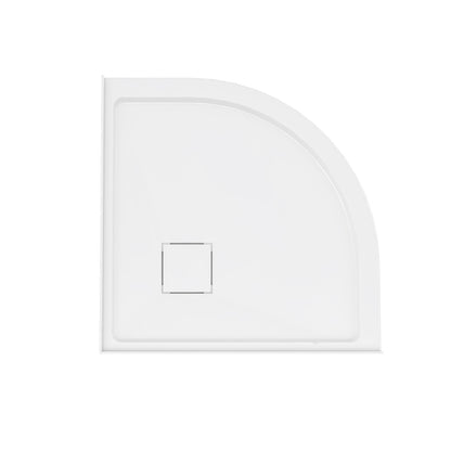 Marquette 36" x 36" Round Corner Double-Threshold Shower Pan Base with Center Drain in Glossy White