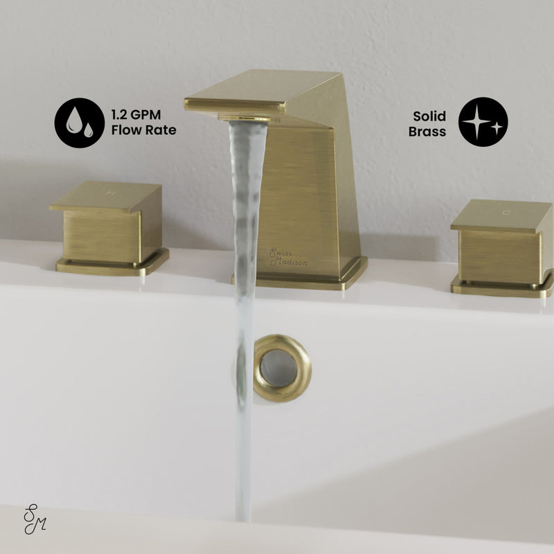 Carre 8 in. Widespread, 2-Handle, Bathroom Faucet in Brushed Gold