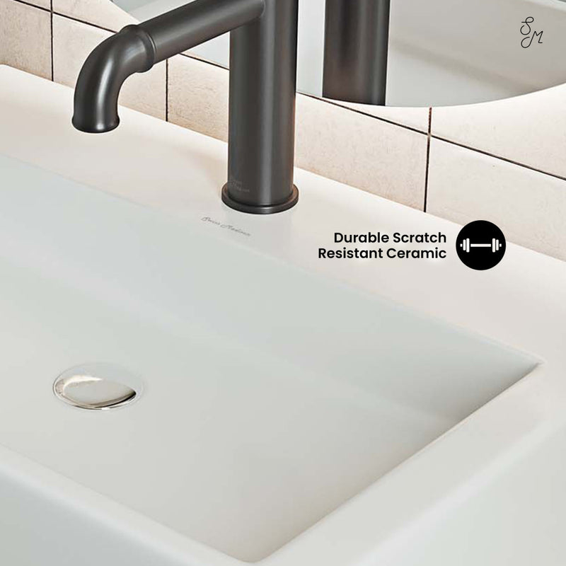 Claire 20 Rectangle Ceramic Vessel Sink, Matte White