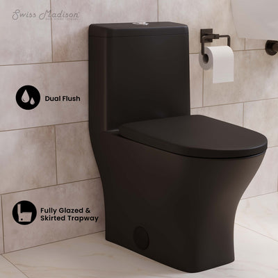 Sublime II One-Piece 12" Rough-in 1.1/1.6 GPF Dual Top Flush Round Compact Toilet in Matte Black