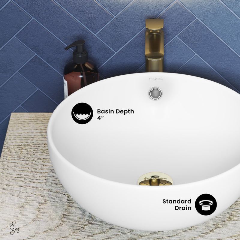 Sublime 17” Round Vessel Sink in Matte White