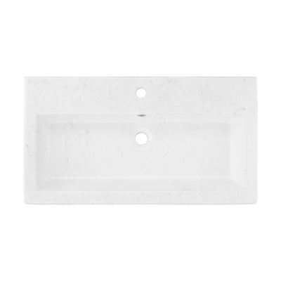 Voltaire Wide Rectangle Wall Hung Sink in Static Marble