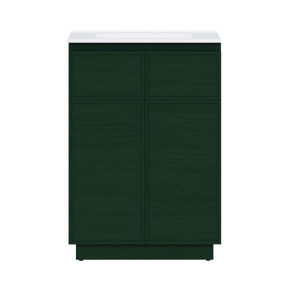 St. Tropez 24" Freestanding Bathroom Vanity in Green Oak with 3-Hole Widespread Sink Top