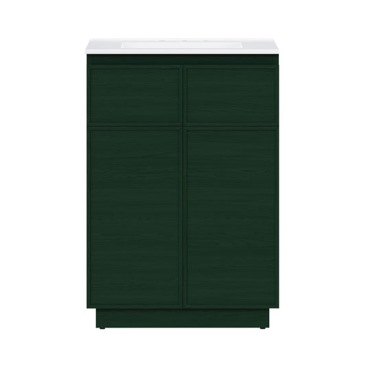 St. Tropez 24" Freestanding Bathroom Vanity in Green Oak with 3-Hole Widespread Sink Top
