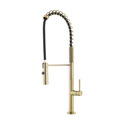 Chalet Single Handle, Pull-Down Kitchen Faucet in Brushed Gold