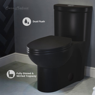 Sublime One-Piece Elongated Toilet Dual-Flush in Matte Black 1.1/1.6 gpf