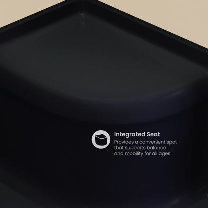 Aquatique 60" x 32" Left Drain, Shower Base in Matte Black