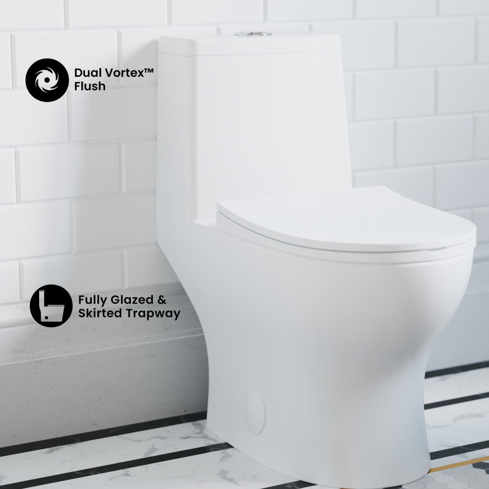 Ivy One-Piece Elongated Toilet Vortex Dual-Flush 1.1/1.6 gpf