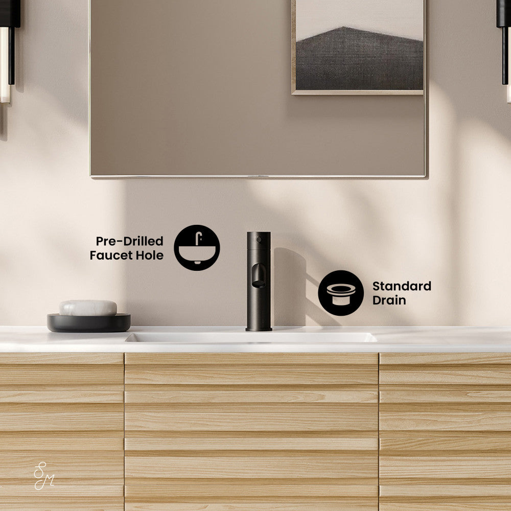 Cascade 48" Wall-Mounted Bathroom Vanity in Natural Oak with Sink Top