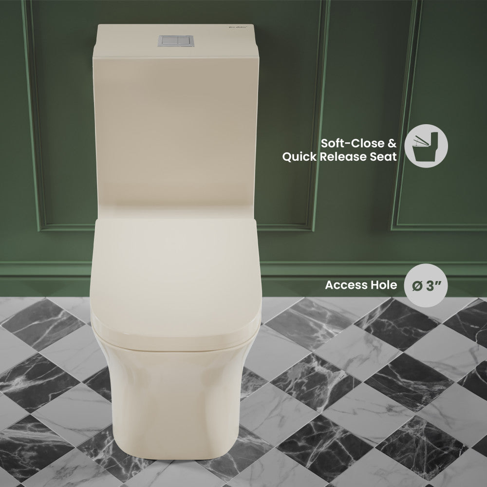 Concorde One Piece Square Toilet Dual Flush 1.1/1.6 gpf in Bisque