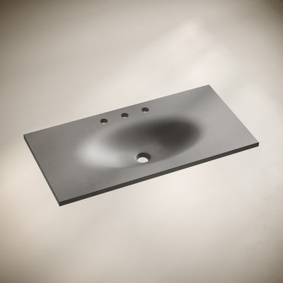 36" 3-Hole Widespread Concrete Vanity Sink Top in Matte Dark Gray