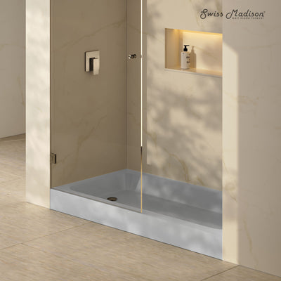 Voltaire 60 x 30 Shower Pan Base with Left Drain in Glossy Gray