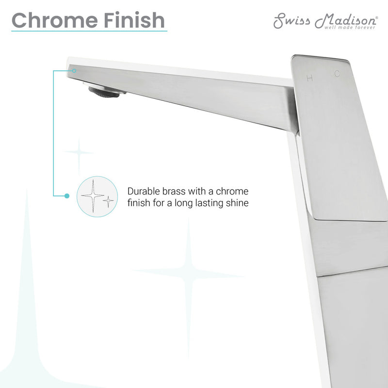 Carre Single Hole, Single-Handle, High Arc Bathroom Faucet in Chrome