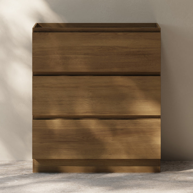 Liberte 30" Freestanding Bathroom Vanity Cabinet without Top in Brown Oak