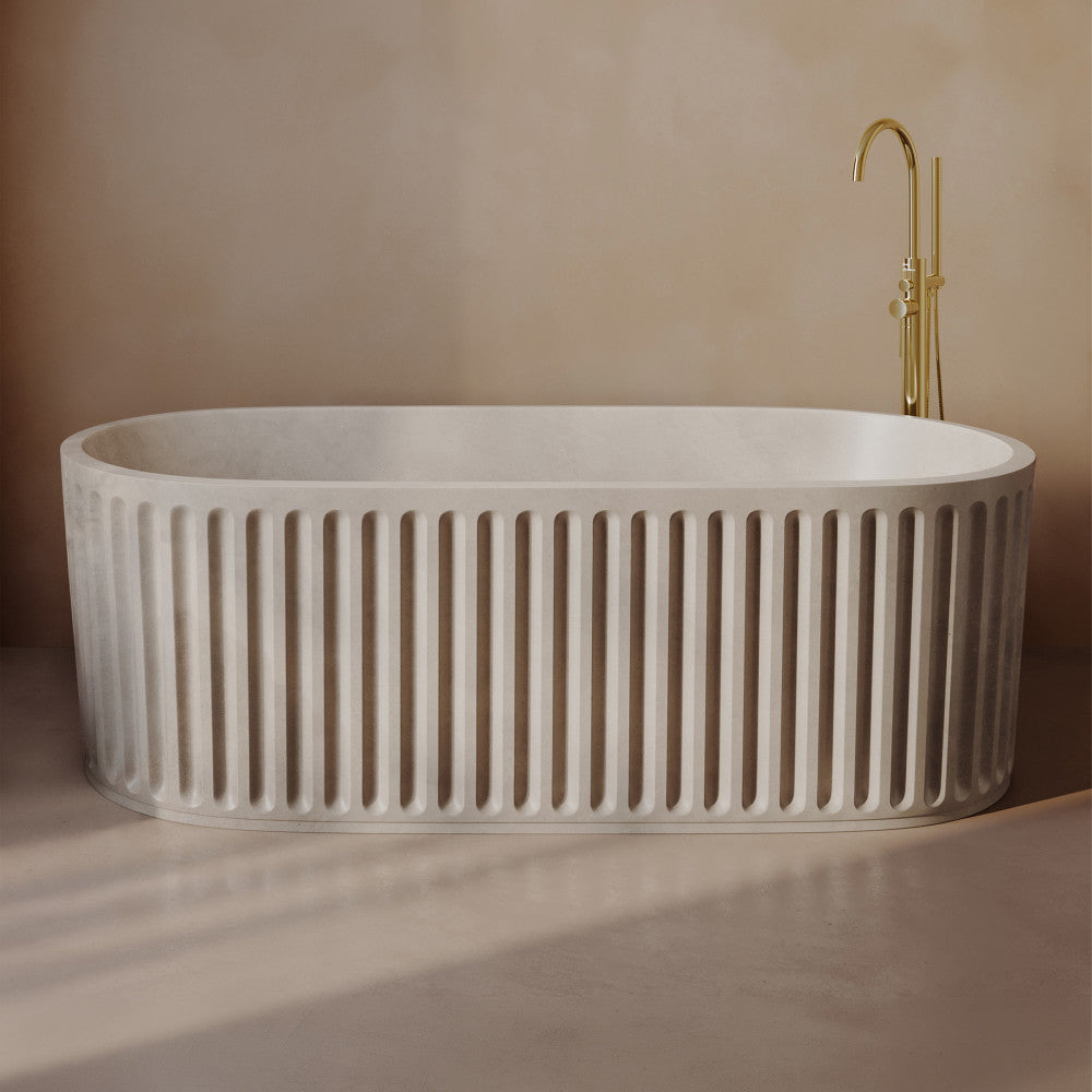 Delice 67" Freestanding Concrete Bathtub in Sand, Drain Included