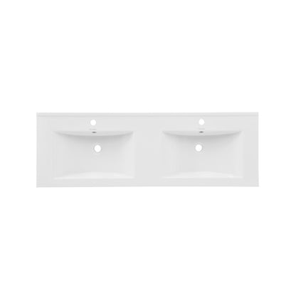 48" Double Basin Vanity Sink Top in Glossy White