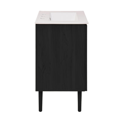 Bron 24" Freestanding Bathroom Vanity in Black Oak with 3-Hole Widespread Sink Top