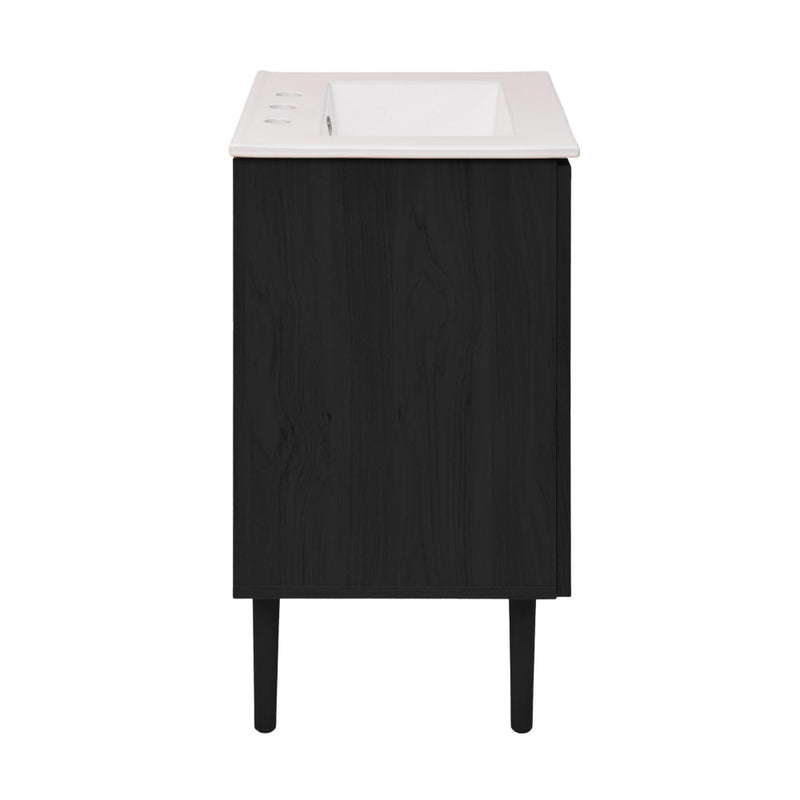 Bron 24" Freestanding Bathroom Vanity in Black Oak with 3-Hole Widespread Sink Top