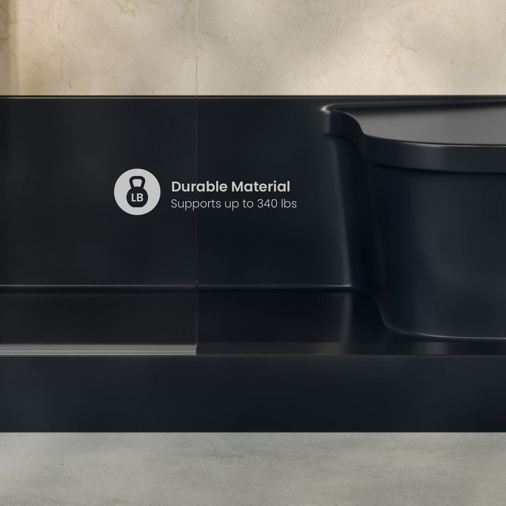 Aquatique 60" x 32" Left Drain, Shower Base in Matte Black