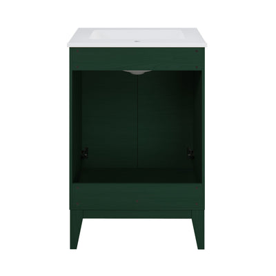 Cascade 24" Freestanding Bathroom Vanity in Green Oak with Sink Top