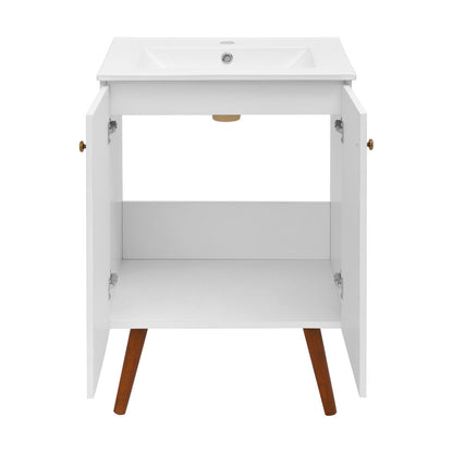 Manoir 24" Freestanding Bathroom Vanity in White with Sink Top