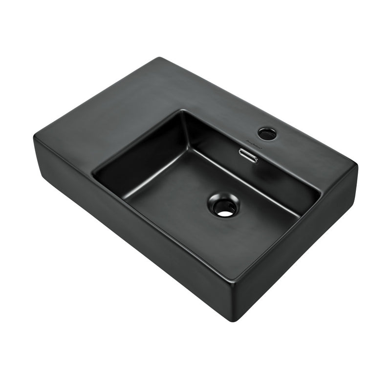 St. Tropez 24 x 18 Ceramic Wall Hung Sink with Right Side Mount, Matte Black