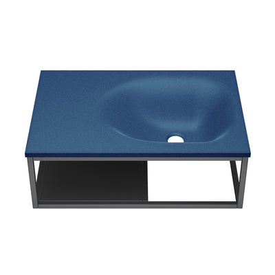 Lisse 24" Rectangle Concrete Wall-Mount Bathroom Sink in Royal Blue with Matte Black Frame