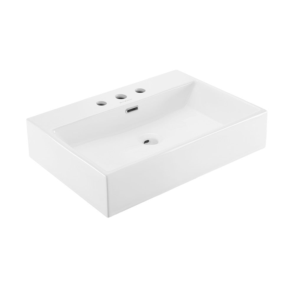 Claire 24" Rectangle Wall-Mount Bathroom Sink with 8" Widespread Holes