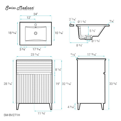 Bernay 24" Bathroom Vanity in Heather