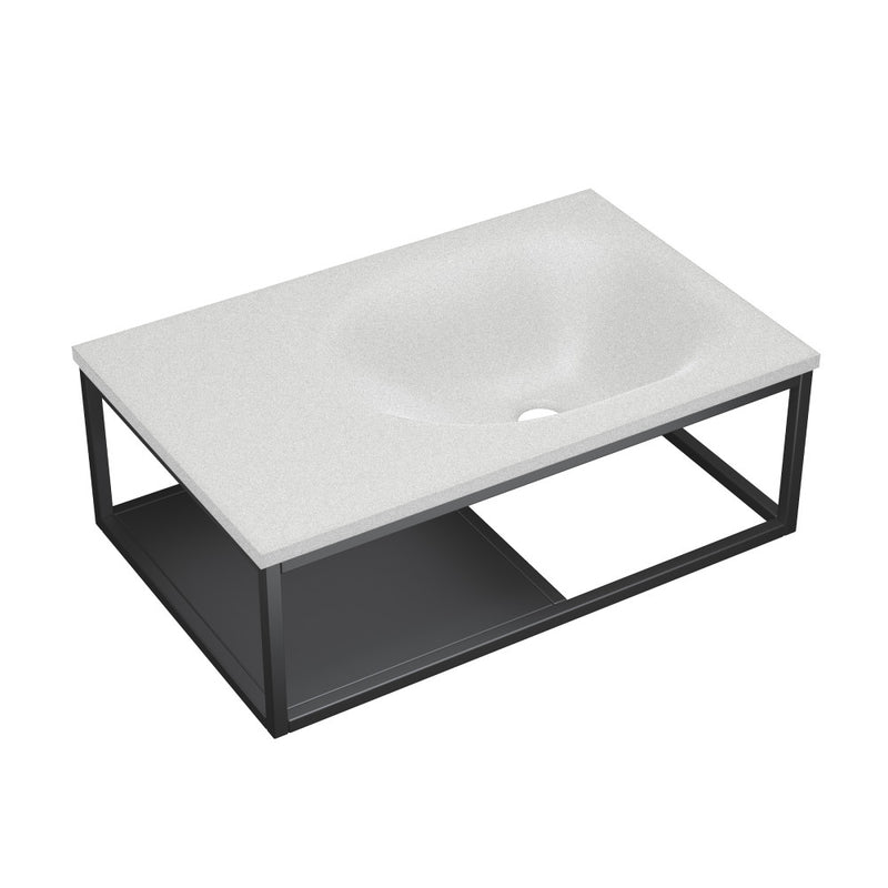 Lisse 24" Rectangle Concrete Wall-Mount Bathroom Sink in Matte White with Matte Black Frame