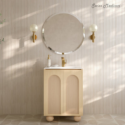 Plaisir II 24" Freestanding Bathroom Vanity in Natural Oak with Sink Top