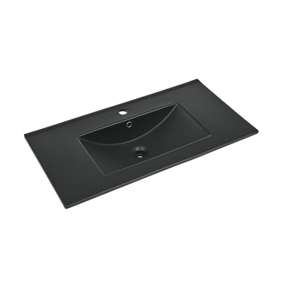 36" Ceramic Vanity Top with Single Faucet Hole in Matte Black