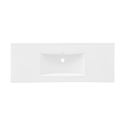 48" Zero Hole Vanity Sink Top in Glossy White