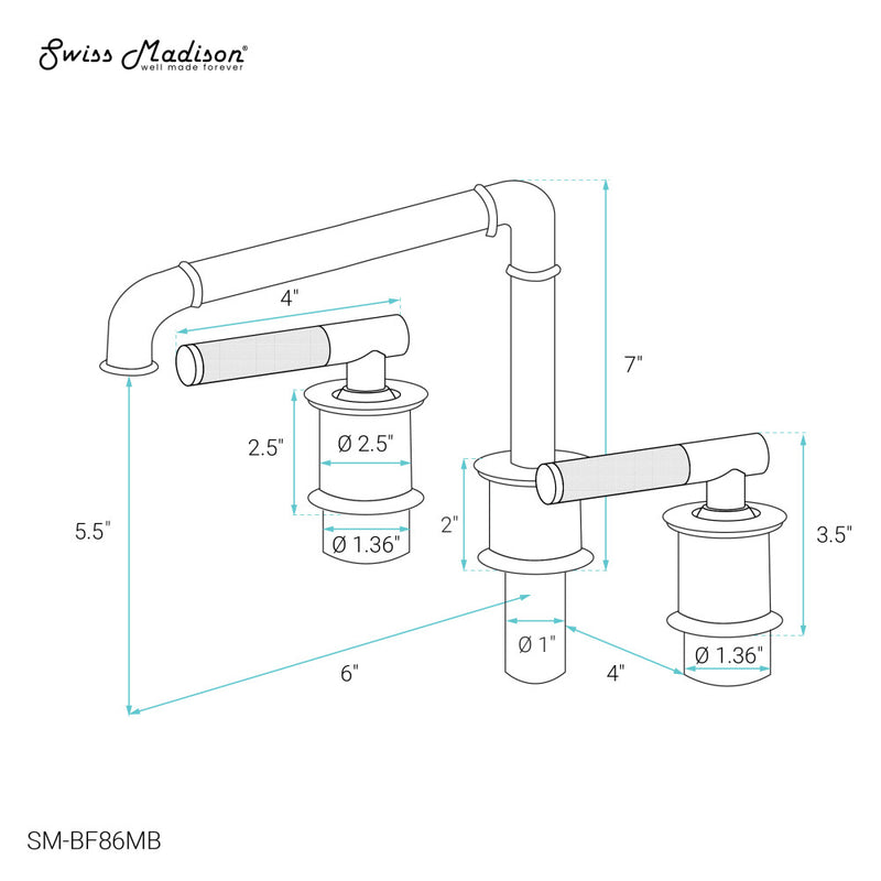 Avallon 8 in. Widespread, Sleek Handle, Bathroom Faucet in Matte Black