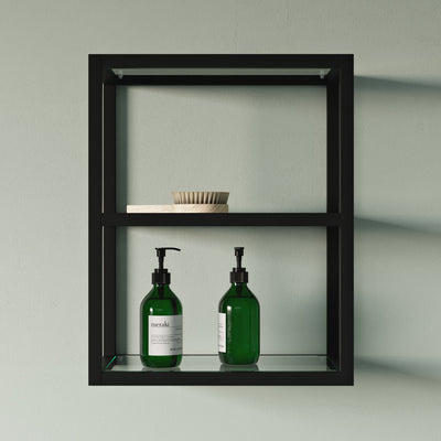 Pierre 16"x20"x10" Wall-Mounted Linen Cabinet in Matte Black