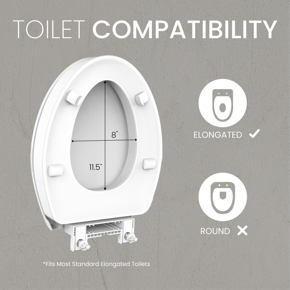 Ryse 3 in. Raised Elongated Soft Close ADA Compliant Toilet Seat in Glossy White